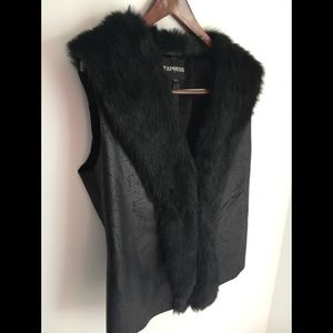 Fur & faux leather vest